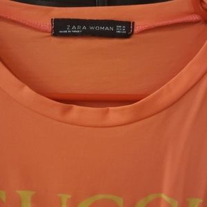 Zara coral minnie mouse stretch tee